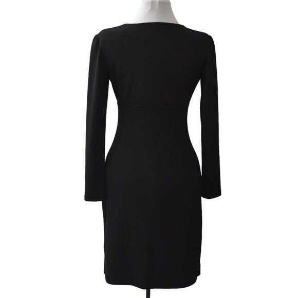 Kenneth Cole Reaction Black Long Sleeve V-Neck Sheath Dress Small - Picture 4 of 6